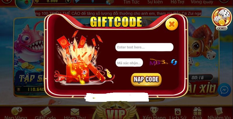 Hướng dẫn nạp Giftcode ban ca cực đơn giản